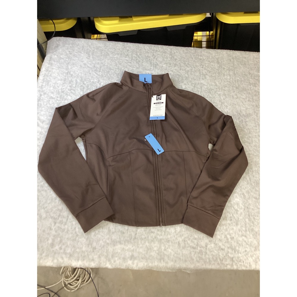 Members Mark Womens Extra-Warm Jacket Brown Full Zip Thumbholes Large NWT